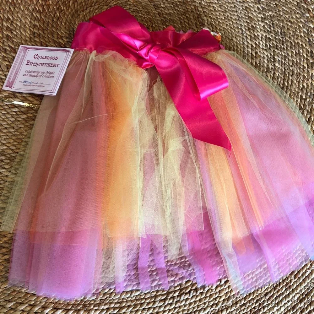 Childhood Enchantment Small Orange Pink Sherbet Leotard & Tutu Floral‎ Ribbon